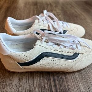 Vans Cream and Black Women's Sneakers